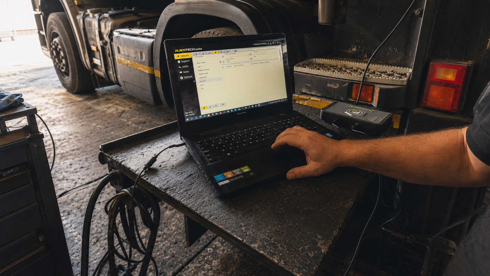 Wide diagnostic workshop frame, extended from the real client laptop frame.
